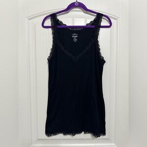 Old Navy Black Lace Trim Tank Top